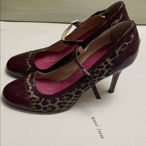 Kate Spade Burgundy and Leopard Print Heels